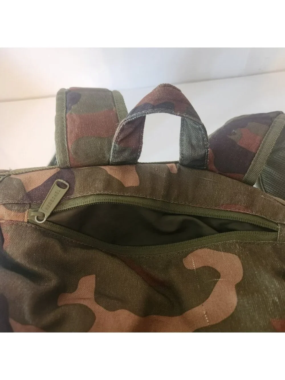 Herschel Supply Co Iona Backpack Camo Woodland Green Brown Canvas Daypack Bag